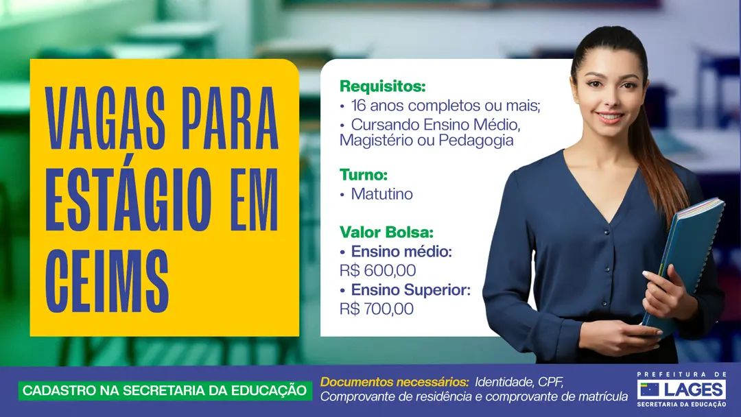 Secretaria da Educação contrata estagiárias para atuar nos Centros de Educação Infantil Municipais